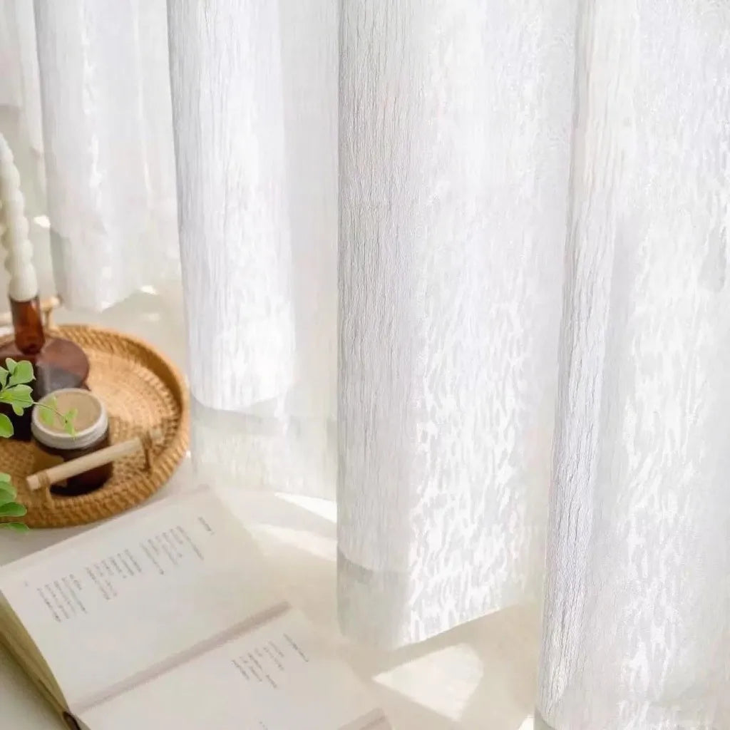 Luxury Elegant Dreaming Silk Like Cream White Sheer Curtains for Living Room Bedroom Window Voiles S Folds Waves Kitchen Drapes