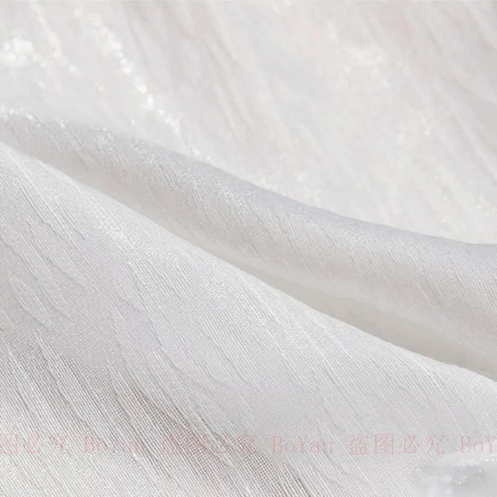 Luxury Elegant Dreaming Silk Like Cream White Sheer Curtains for Living Room Bedroom Window Voiles S Folds Waves Kitchen Drapes