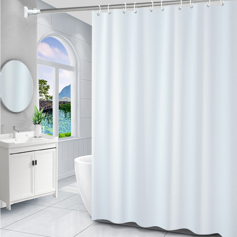 Bathroom Pure Color Shower Curtain Suit Bath Partition Curtain