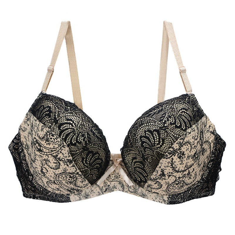 Lace print color blocking large underwear