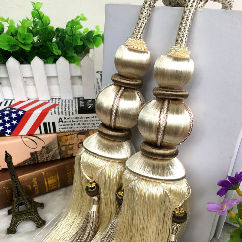 The Beauty Of Cotton New European Curtain Tie Ball Hanging Ball Double Tassel Fittings Buckle Tie Rope Decorative Hanging