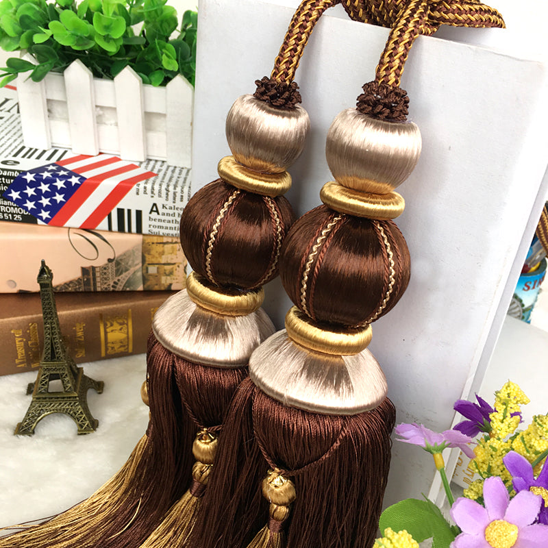 The Beauty Of Cotton New European Curtain Tie Ball Hanging Ball Double Tassel Fittings Buckle Tie Rope Decorative Hanging