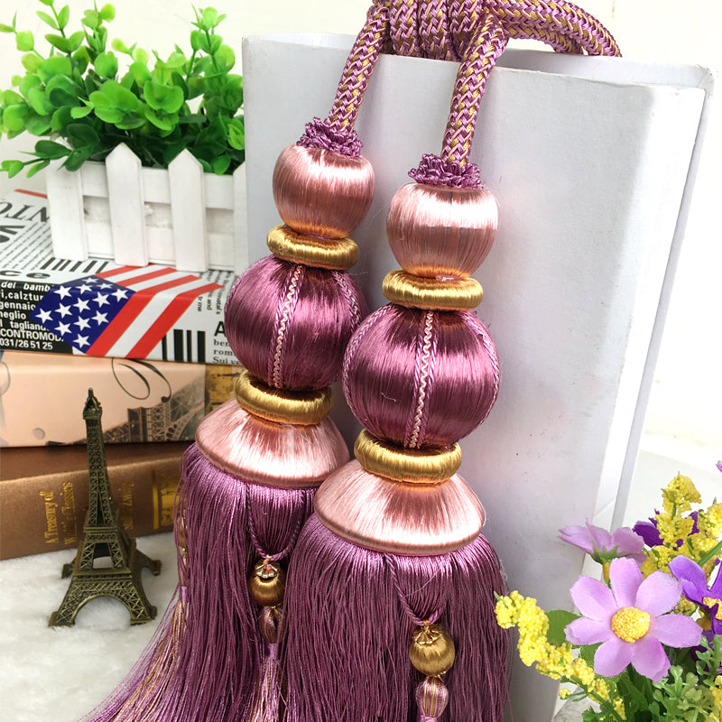 The Beauty Of Cotton New European Curtain Tie Ball Hanging Ball Double Tassel Fittings Buckle Tie Rope Decorative Hanging