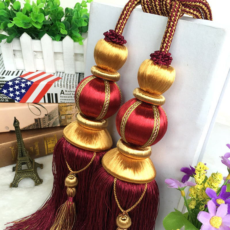 The Beauty Of Cotton New European Curtain Tie Ball Hanging Ball Double Tassel Fittings Buckle Tie Rope Decorative Hanging