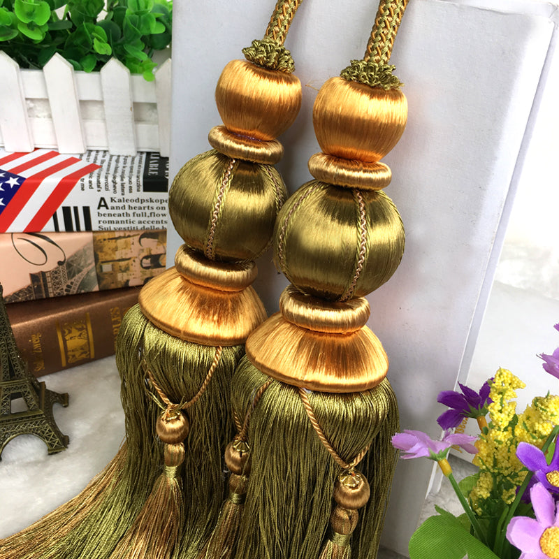 The Beauty Of Cotton New European Curtain Tie Ball Hanging Ball Double Tassel Fittings Buckle Tie Rope Decorative Hanging