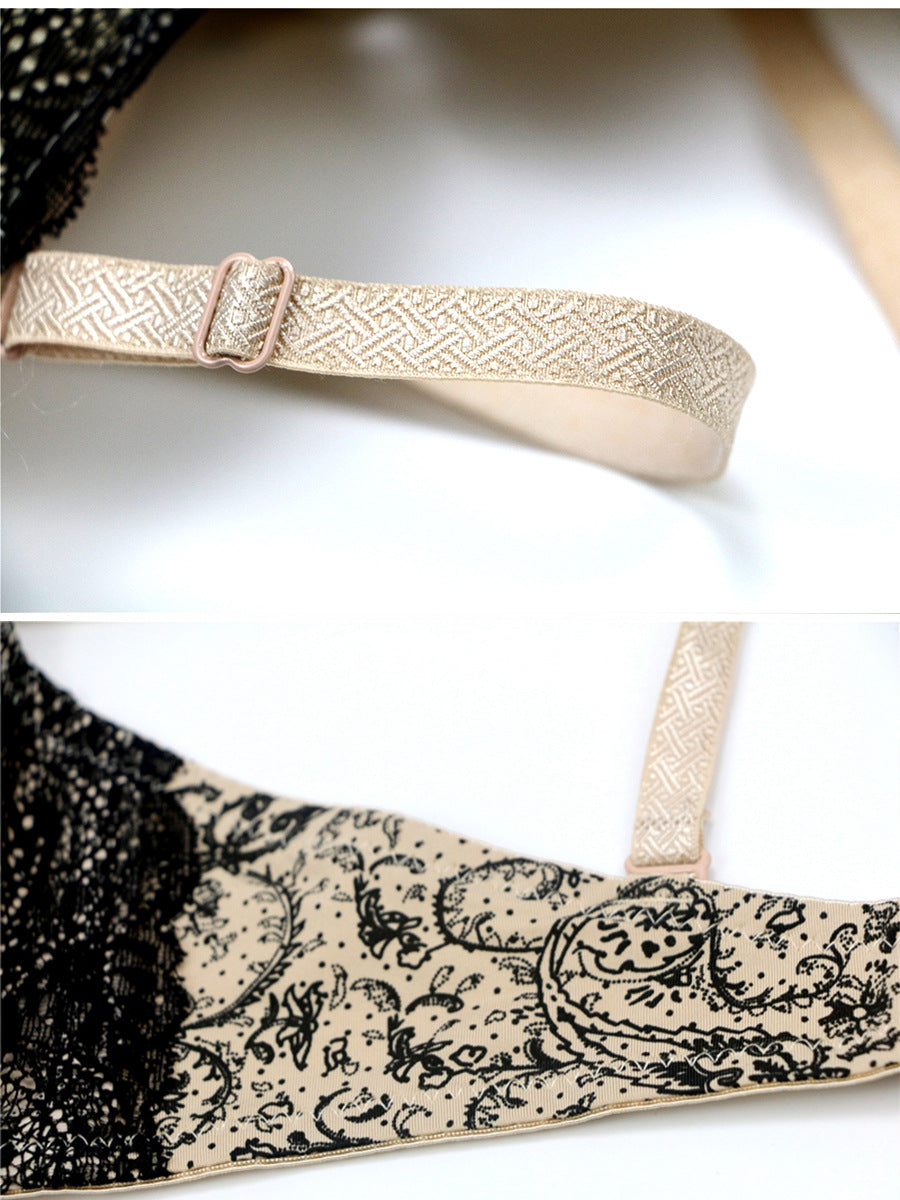 Lace print color blocking large underwear