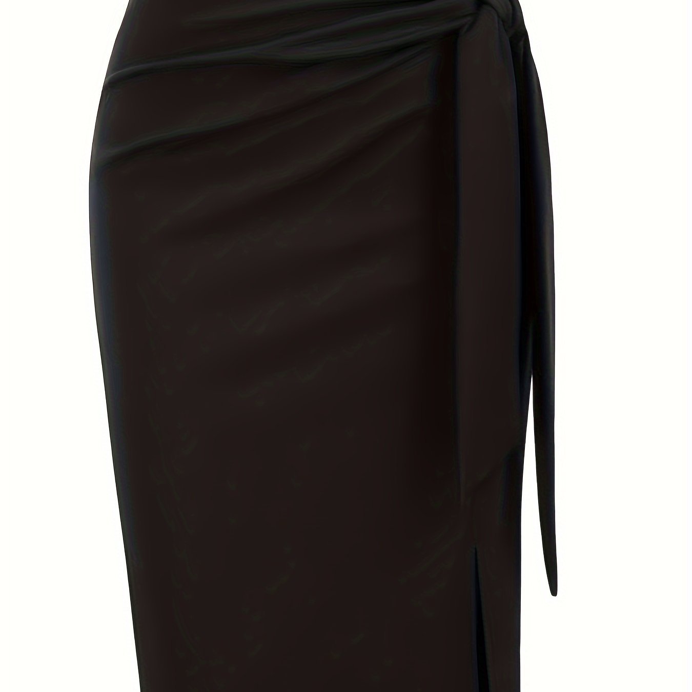 Elegant Monochrome High-waisted Knee-length Skirt For Women