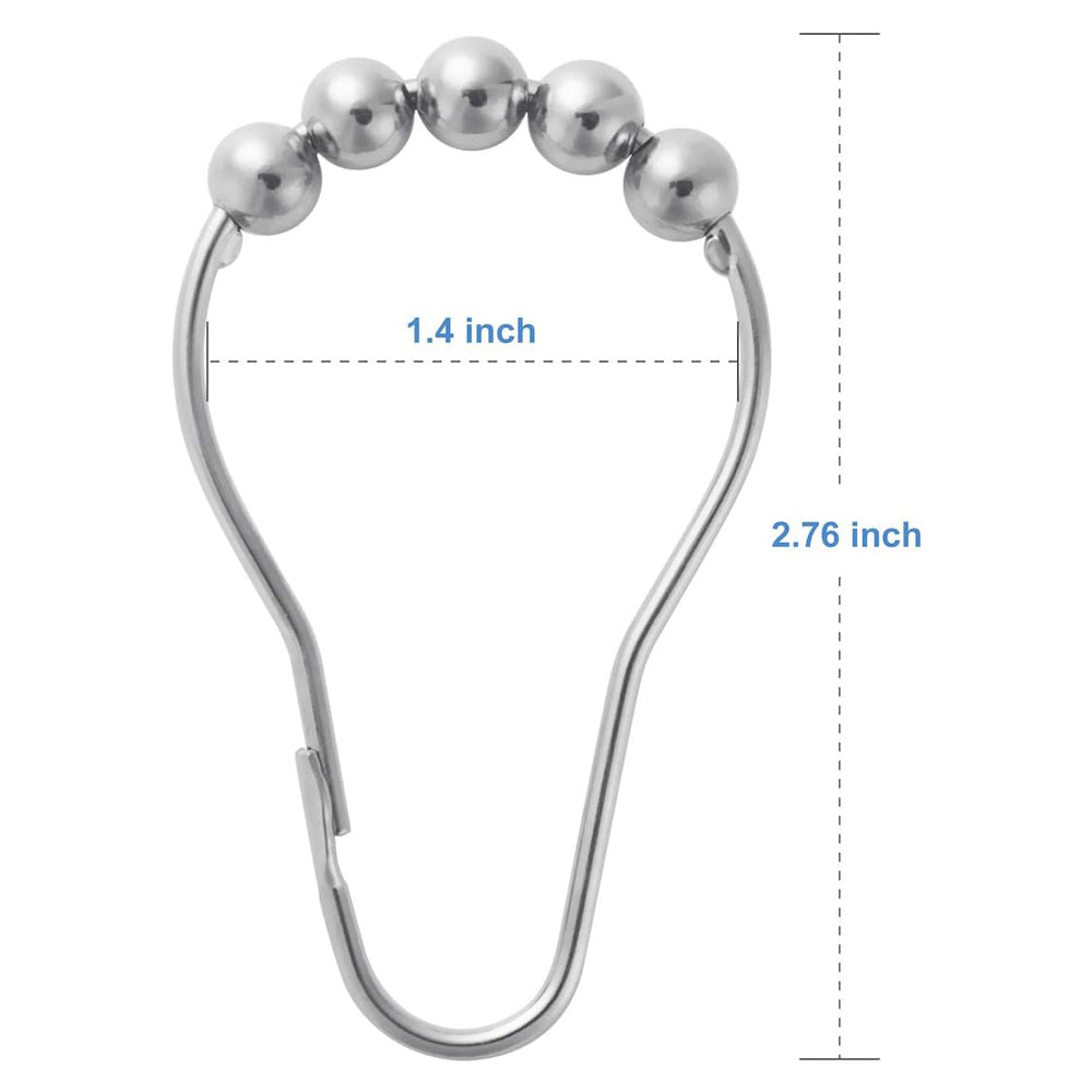 Set Of 12 Shower Curtain Hooks Rings,Decorative Rust Proof Stainless Steel Shower Curtain Hooks