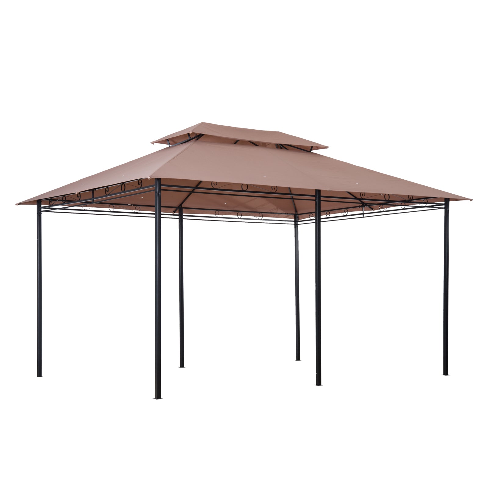  10' x 13' Patio Gazebo, Outdoor Gazebo Canopy Shelter with Curtains, Vented Roof, Steel Frame for Garden, Lawn, Backyard and Deck, Khaki