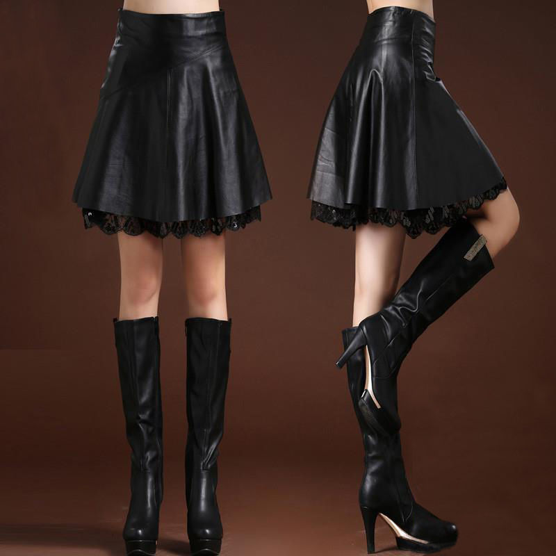 Women's A-line Mid-length Over-the-knee High-waist Pleated Skirt