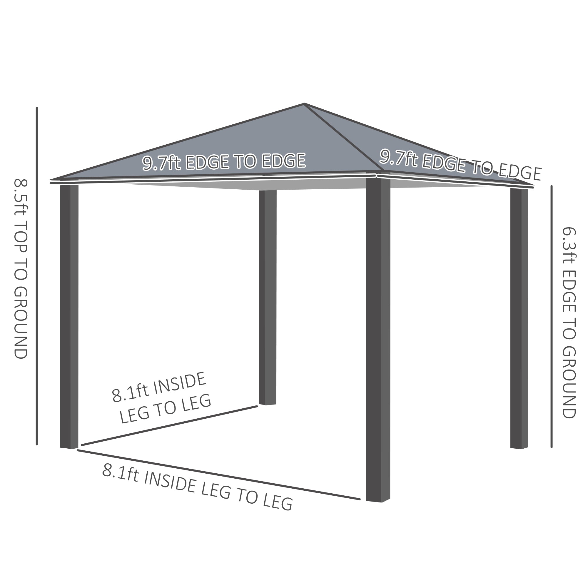 10' X 10' Patio Gazebo, Outdoor Gazebo Canopy Shelter With Netting & Curtains, Vented Roof, For Garden, Lawn, Backyard And Deck, Black
