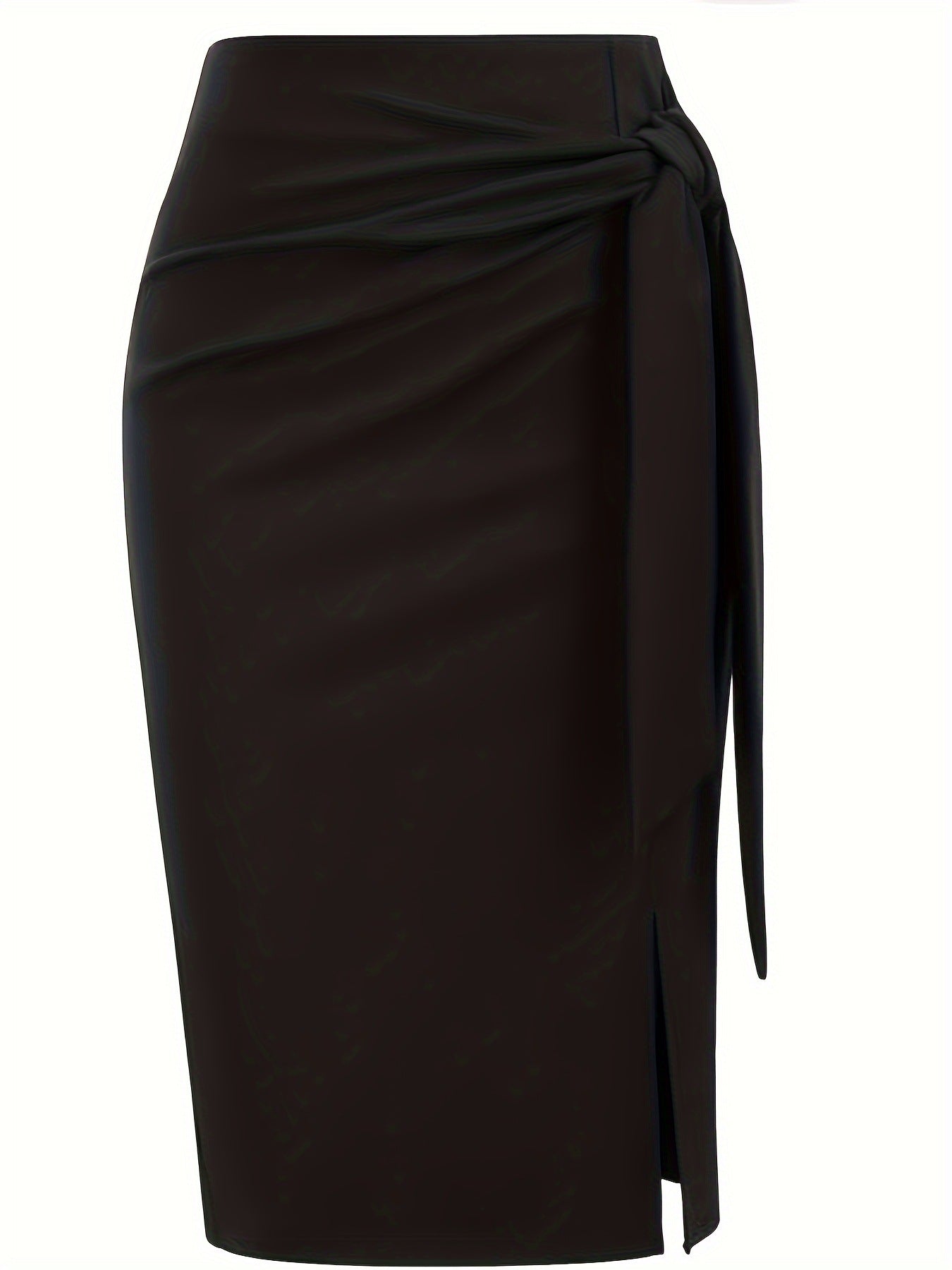Elegant Monochrome High-waisted Knee-length Skirt For Women
