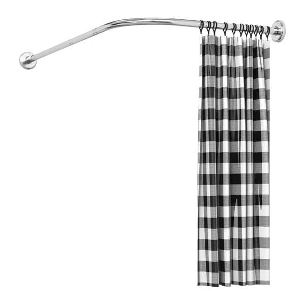 Curved Shower Rod L - Shaped Stainless Steel, Adjustable Stretchable Shower Curtain Rod For Bathroom, Rust - Resistant Expandable Rod With Extra Shower Space, Easy Installation