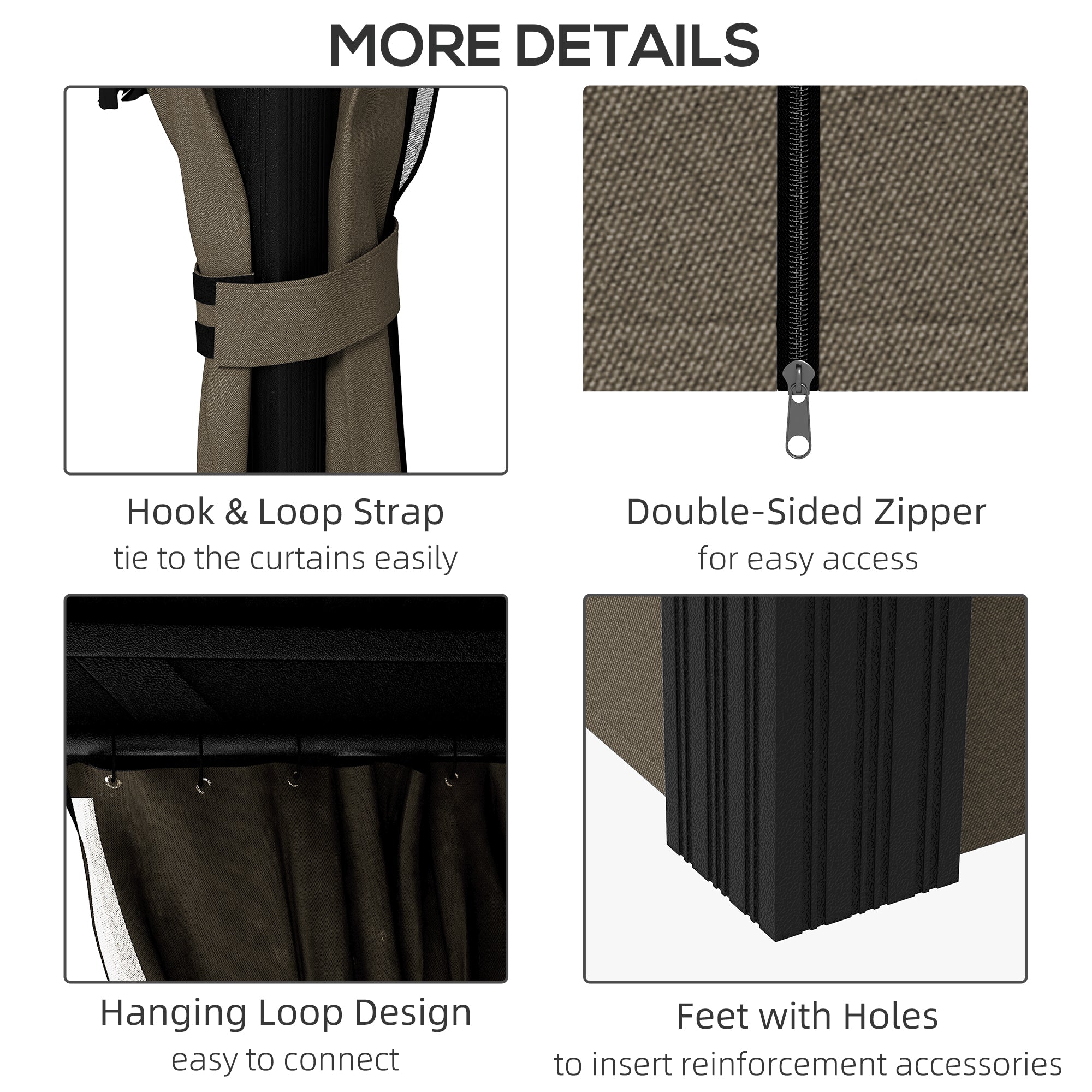 10' x 10' Hardtop Gazebo, Pavilion Gazebo with Curtains, Nettings, Aluminum Frame, Hooks, for Garden, Patio, Dark Brown